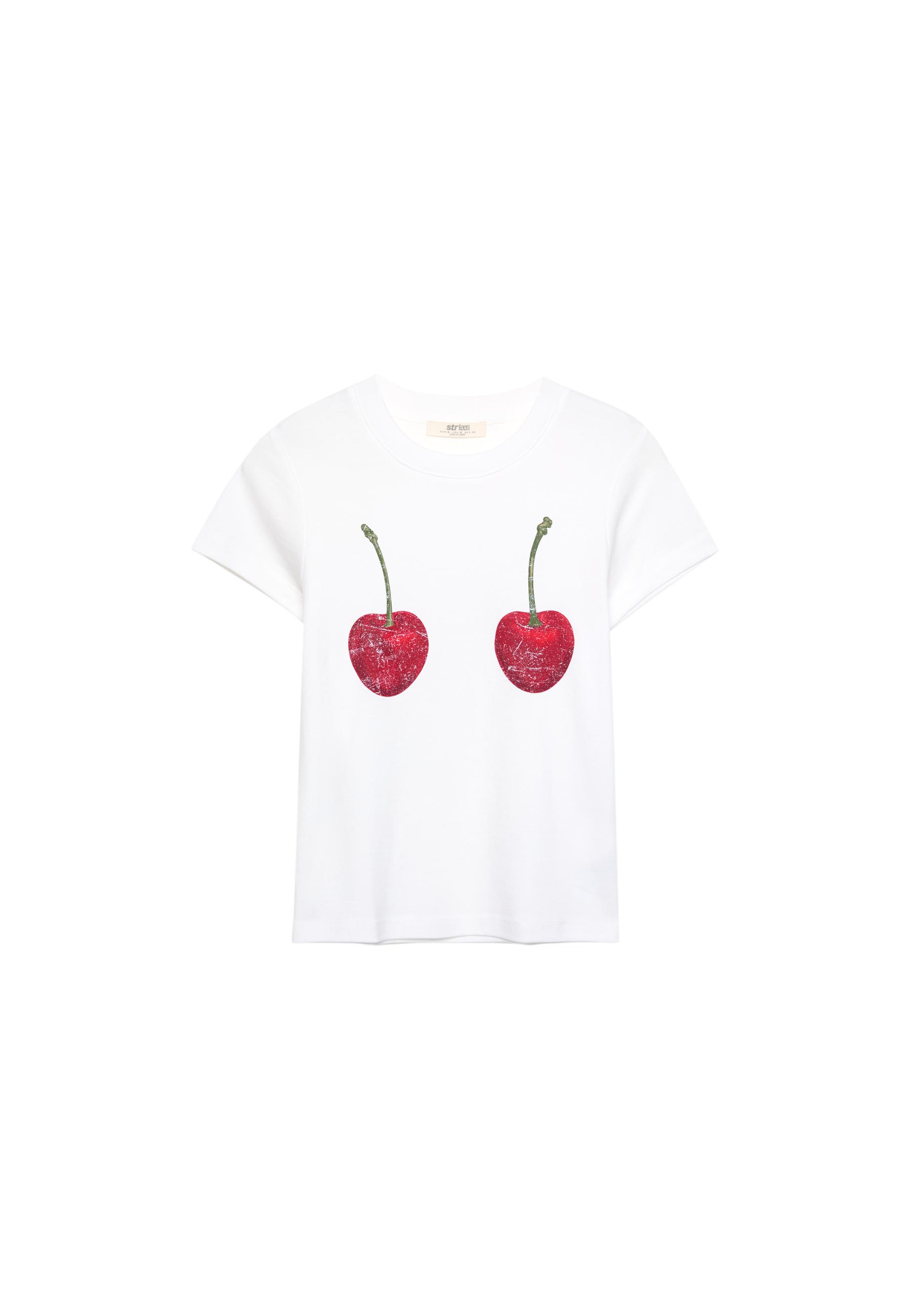 Short sleeve cherry T-shirt - Women's fashion | Stradivarius
