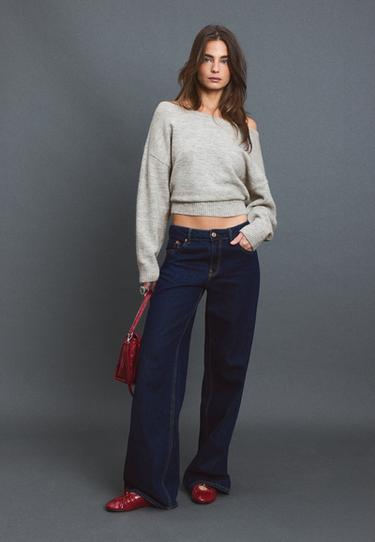 Boat neck knit jumper — Grey melange 3