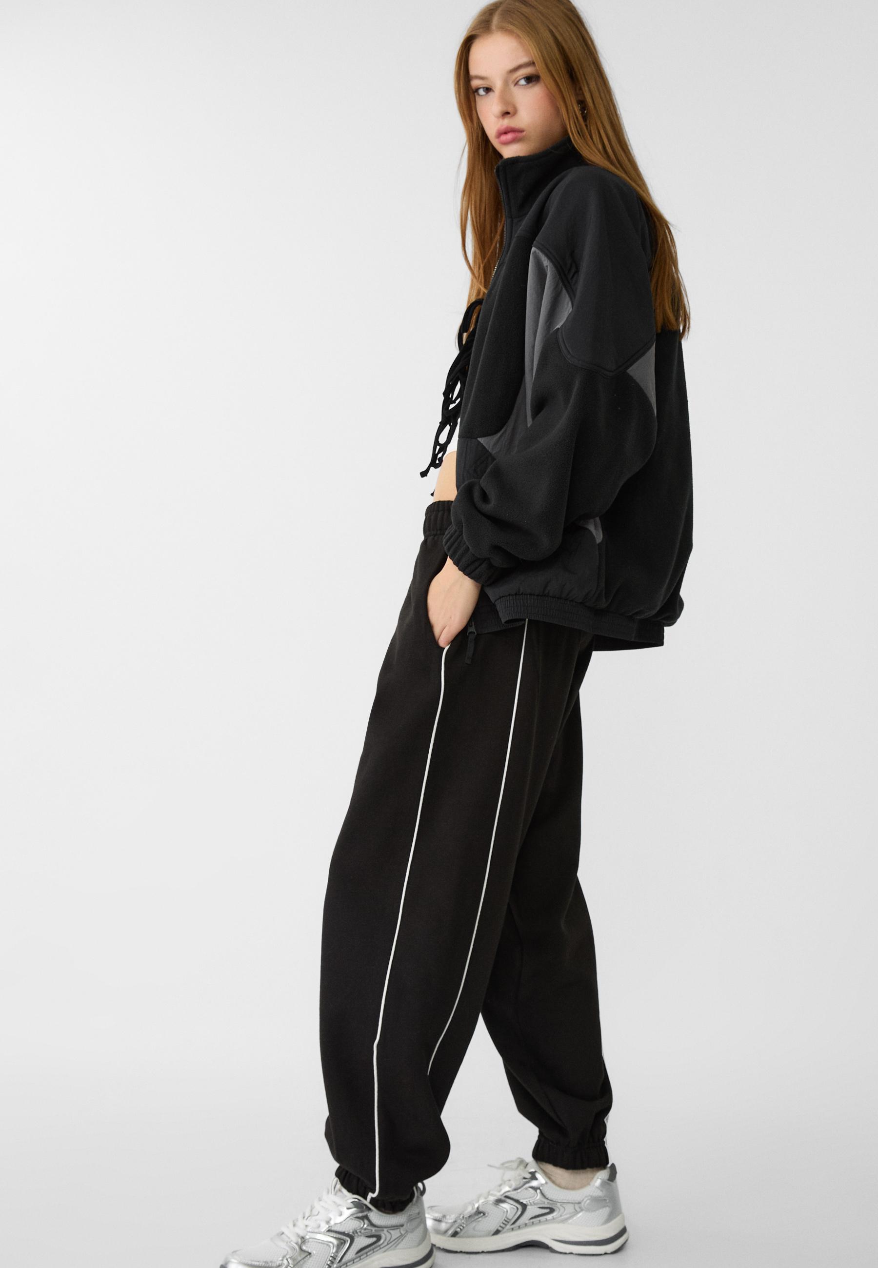 Piping jogger trousers — Black