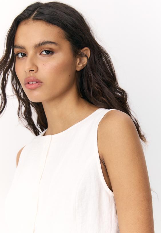 Stradivarius Gilet À Boutons Écru Xs