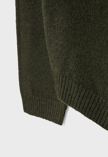 Asymmetric knit jumper — Khaki 9
