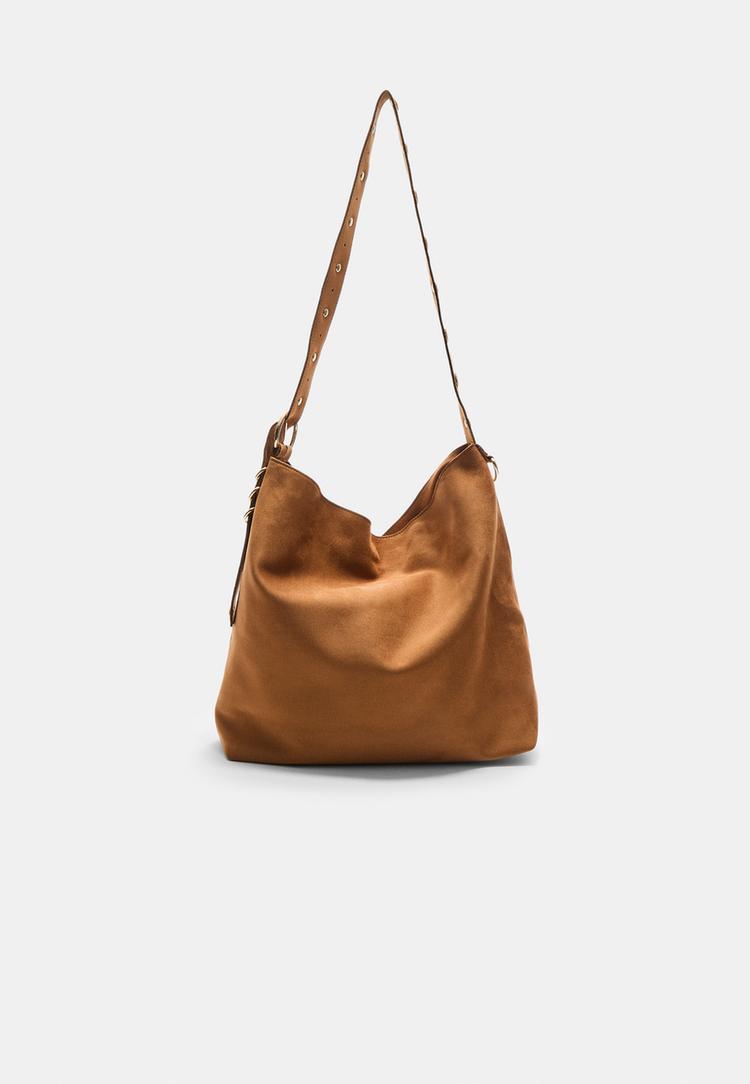 bolso bucket efecto ante asa detalle