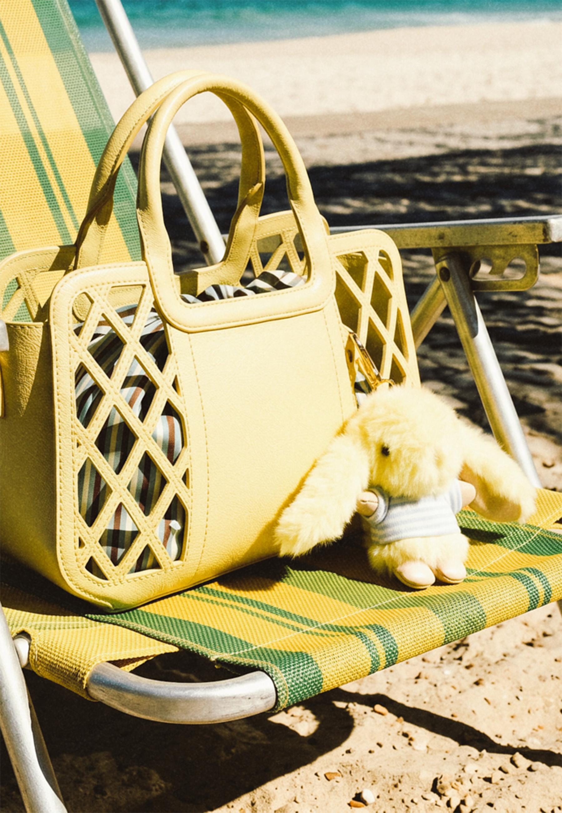 Combined basket tote bag — Gold