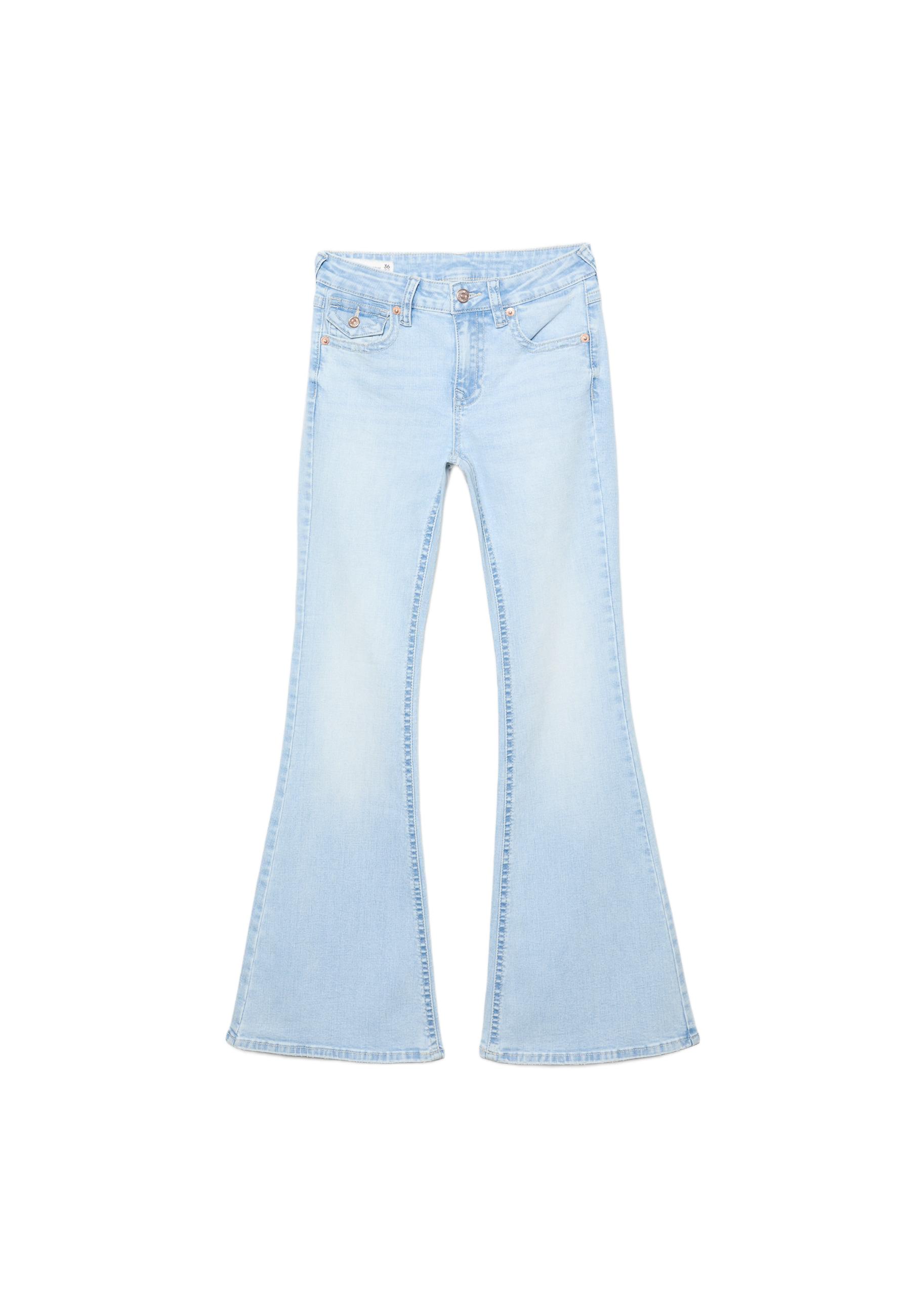 D04 low rise flared jeans — MEDIUM LIGHT BLUE DENIM