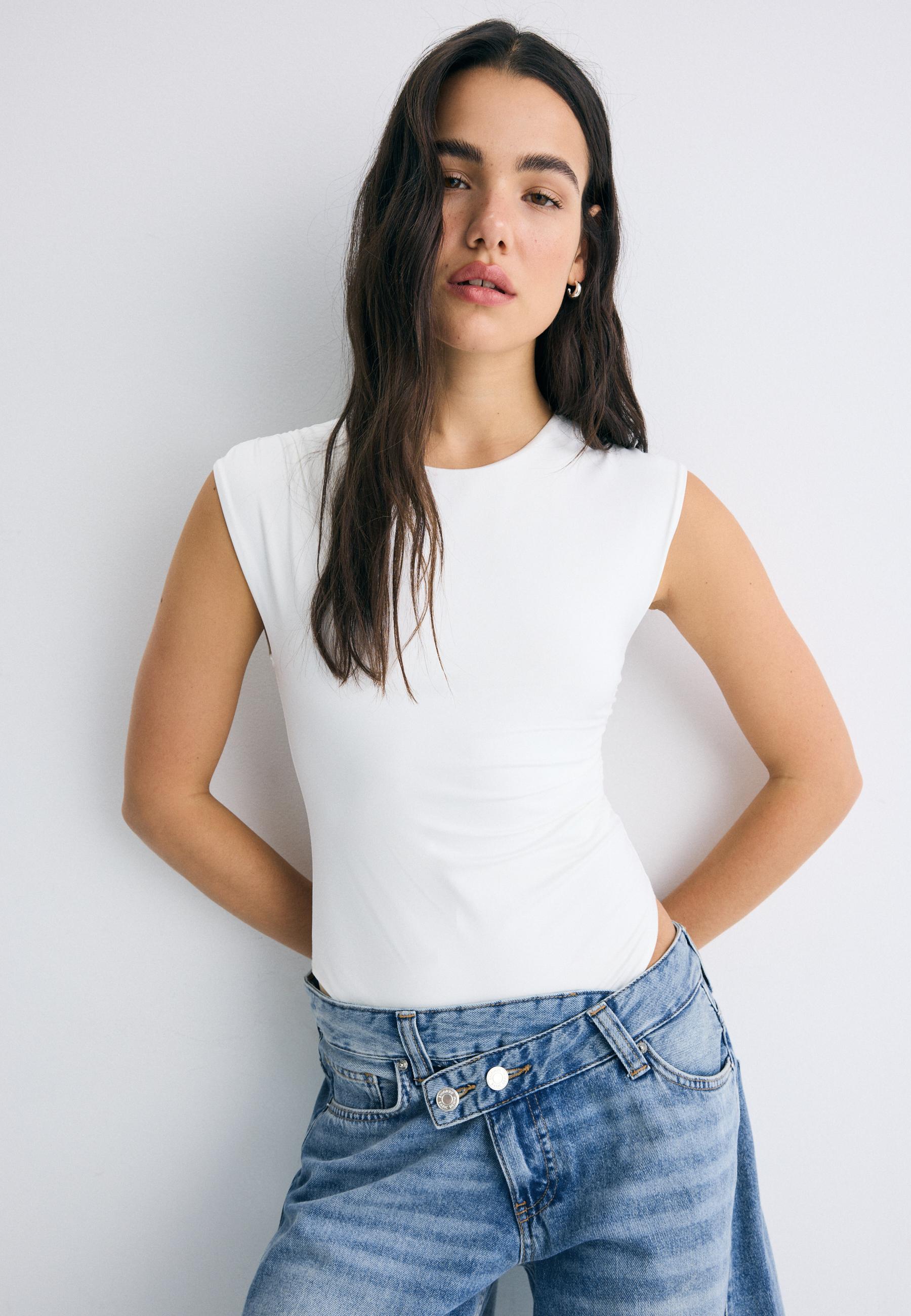 Gathered bodysuit — Ecru