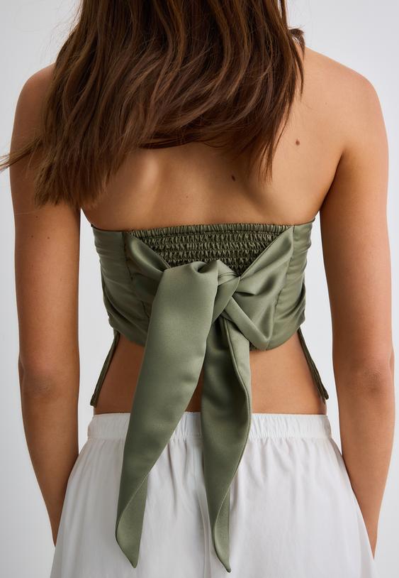 top bustier flecos bordado