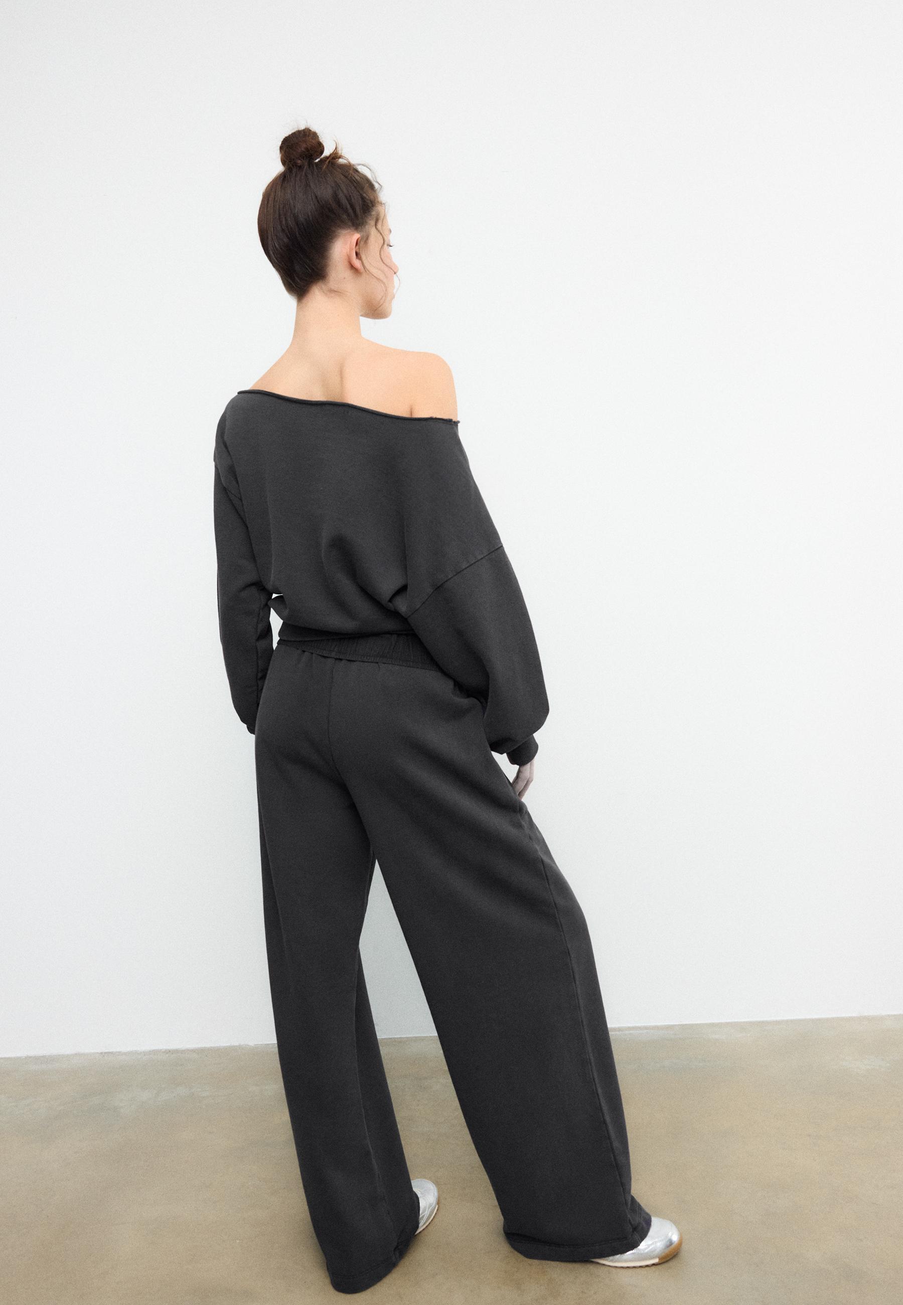 Washed effect straight-leg jogger trousers — Dark grey
