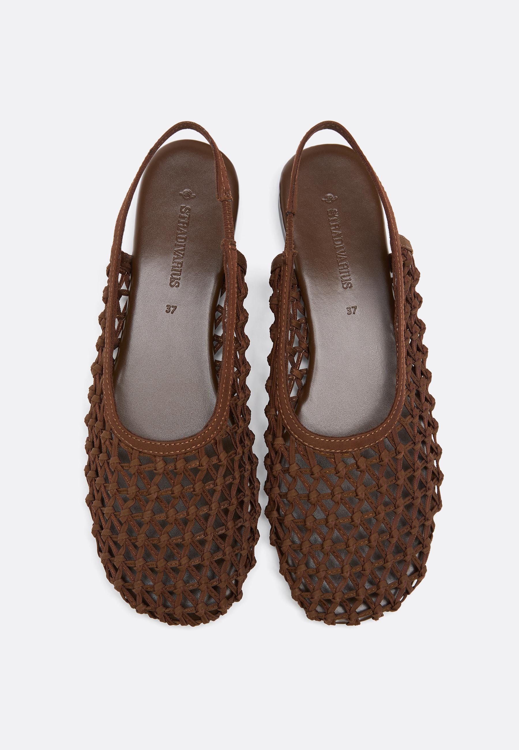 Open-back mesh babouches — BROWN