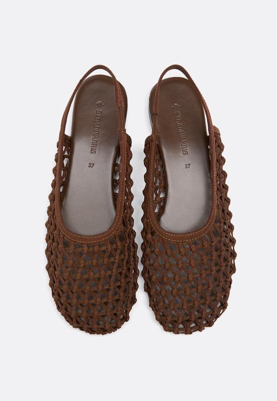 Stradivarius Open-Back Mesh Babouches Brown 5