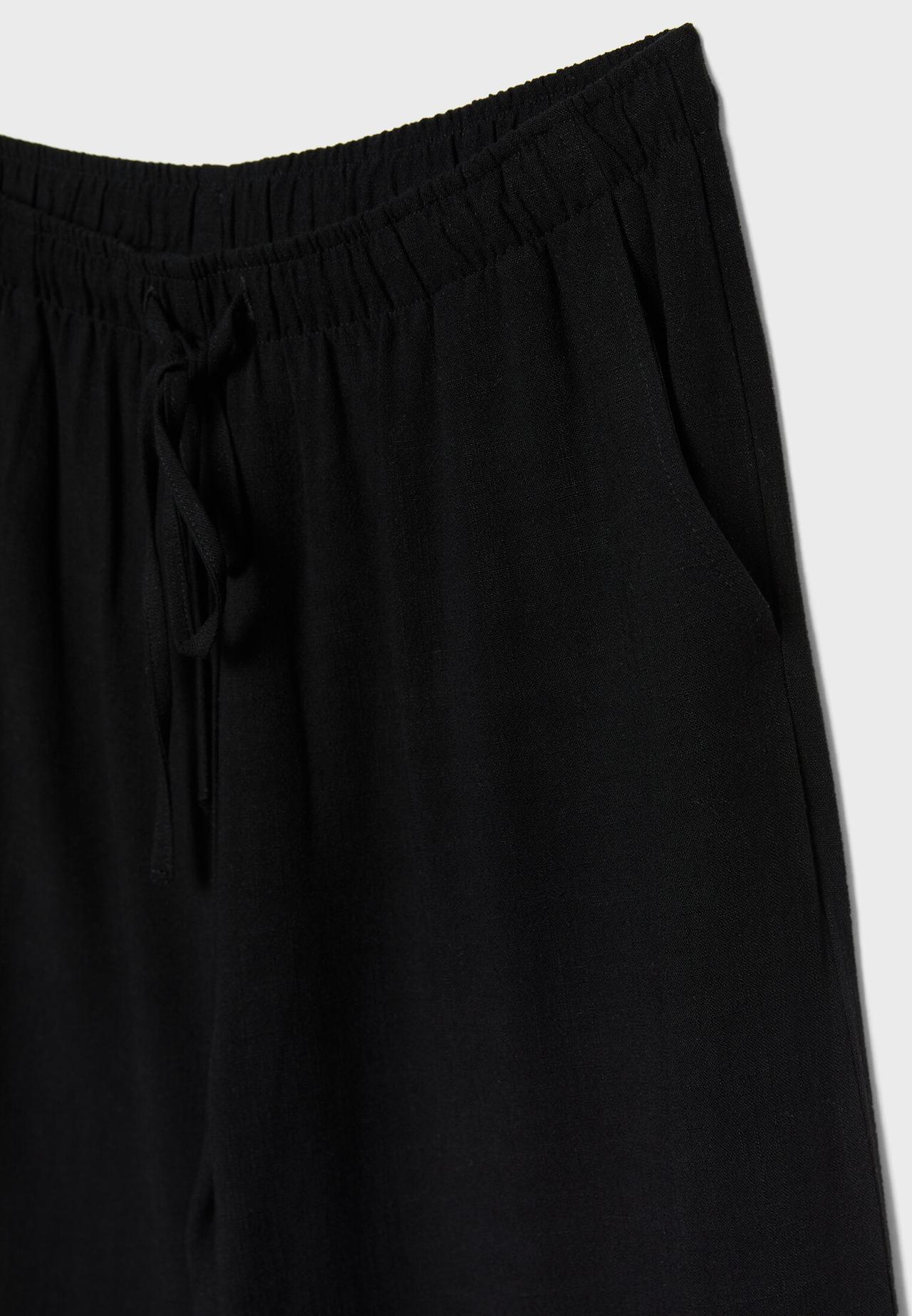 Straight-leg linen-effect trousers — Black
