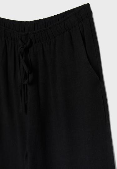Straight-leg linen-effect trousers — Black 9