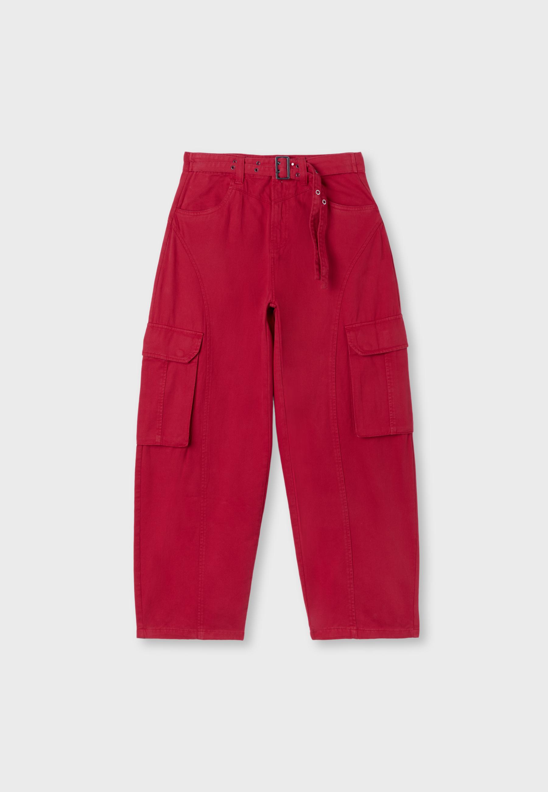Barrel cargo trousers — Red