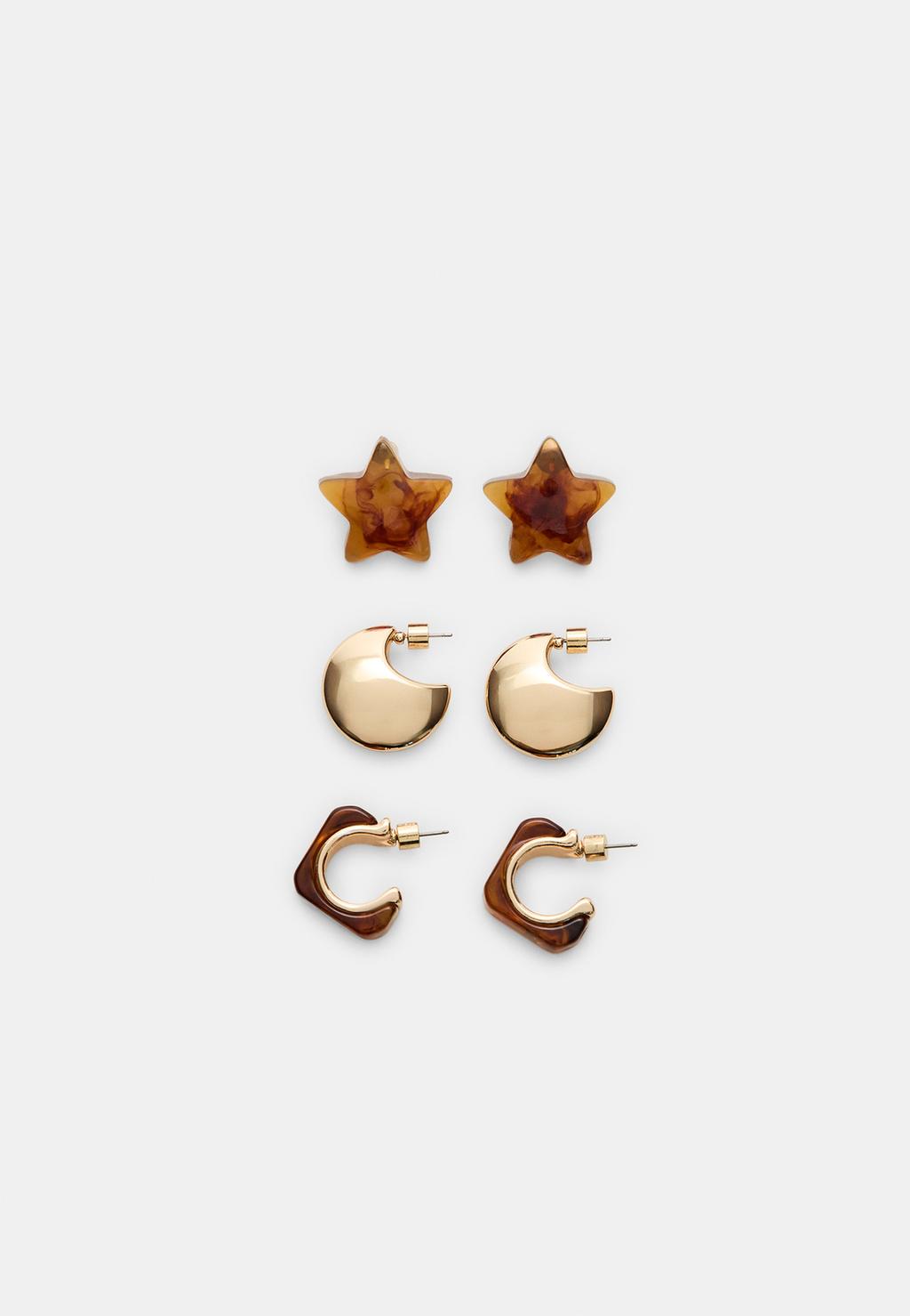 Set di 3 orecchini a stella