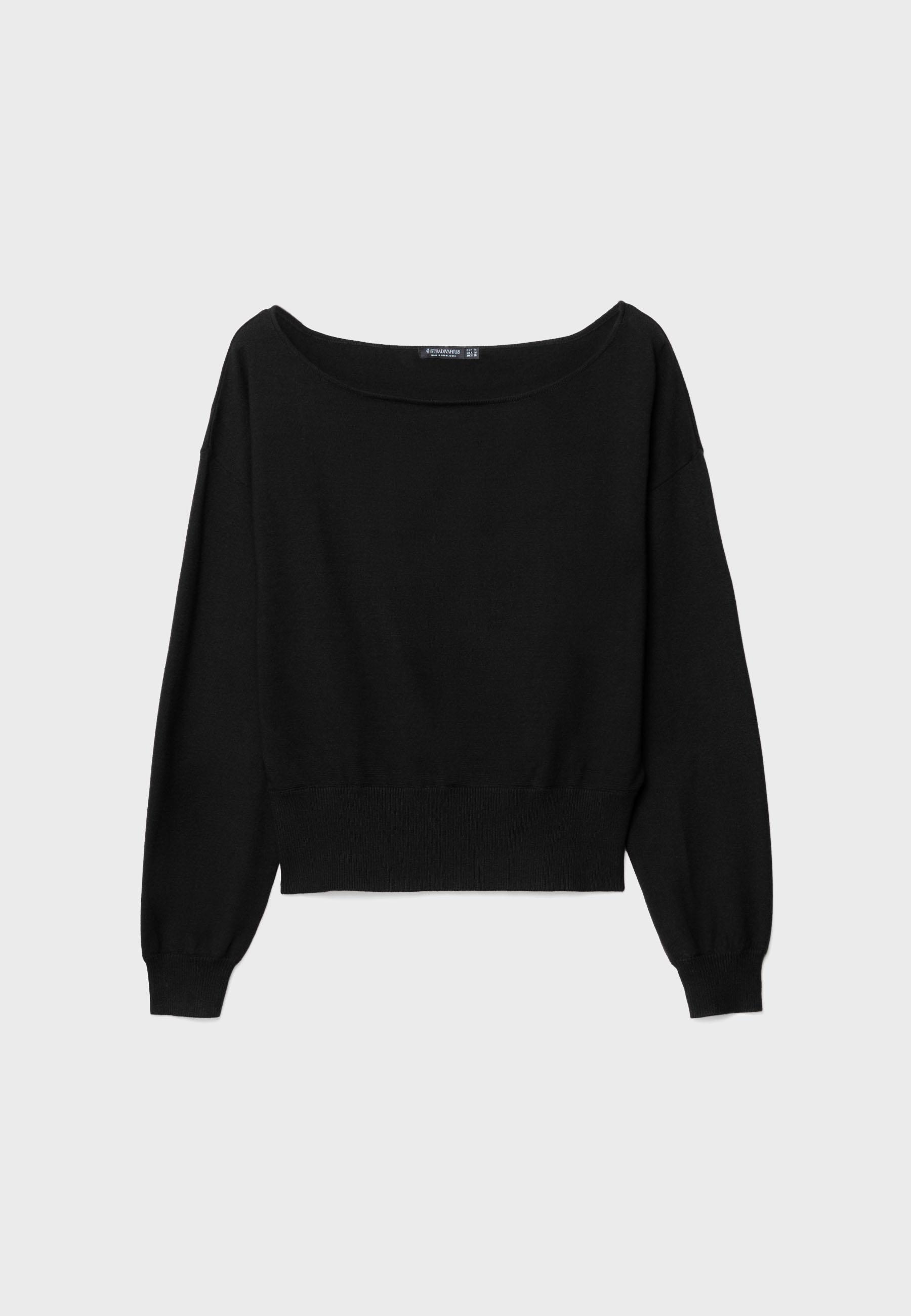 Asymmetric knit sweater — Black