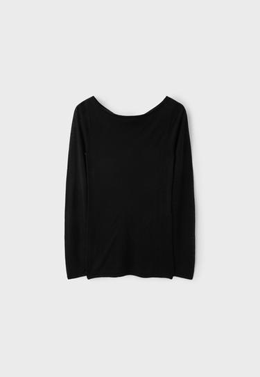Basic wool and silk boat neck jumper — Black 8