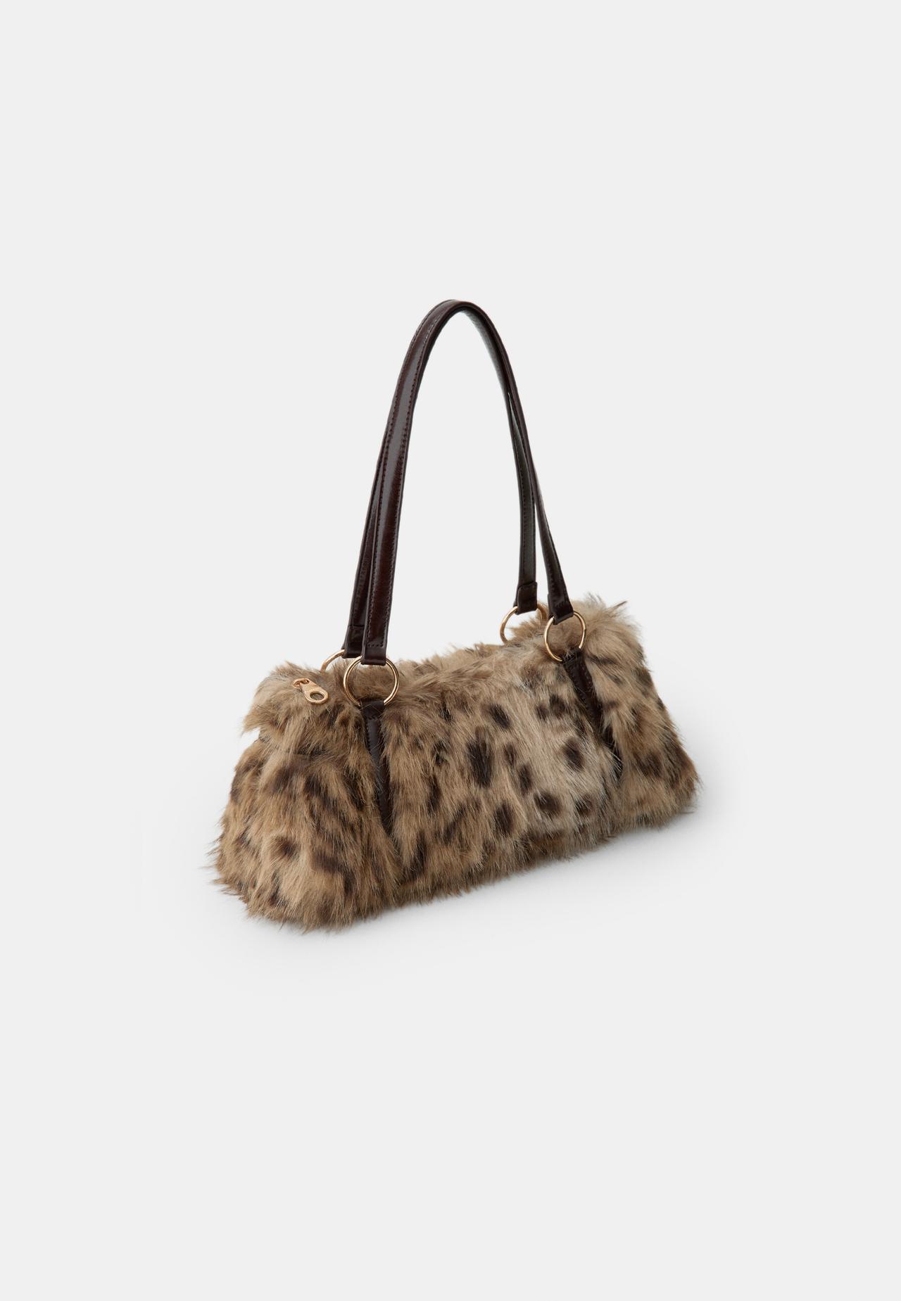 Retro print shoulder bag — Caramel