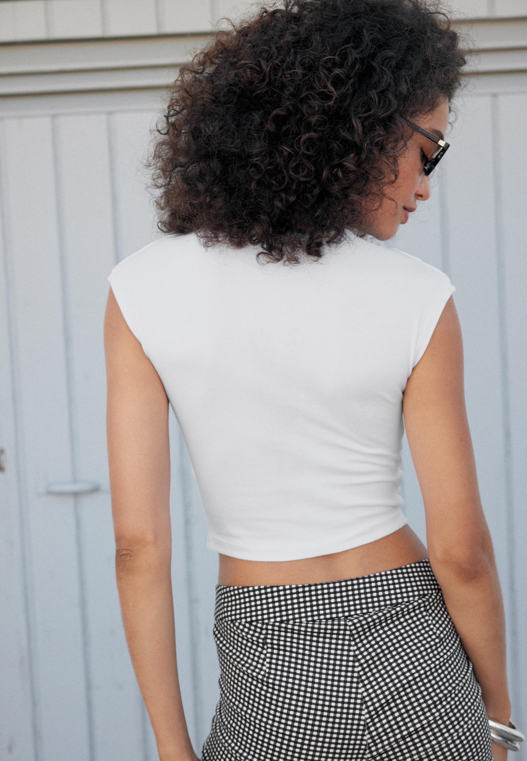 Cap sleeve cropped T-shirt — White