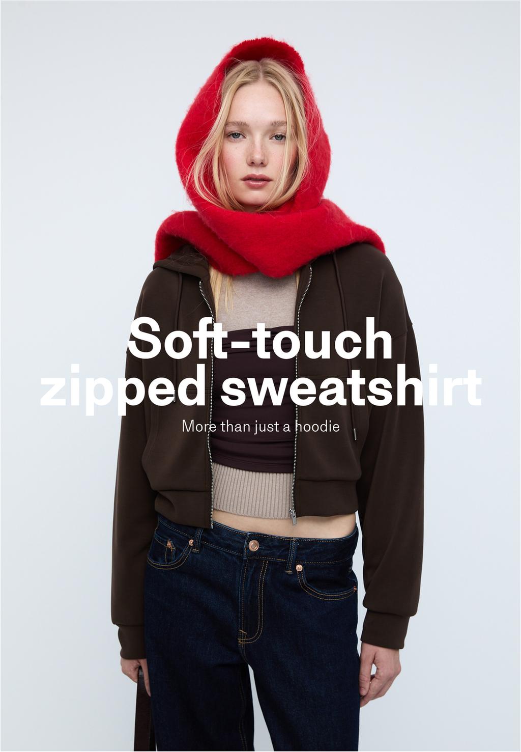 Sudadera cremallera tacto suave