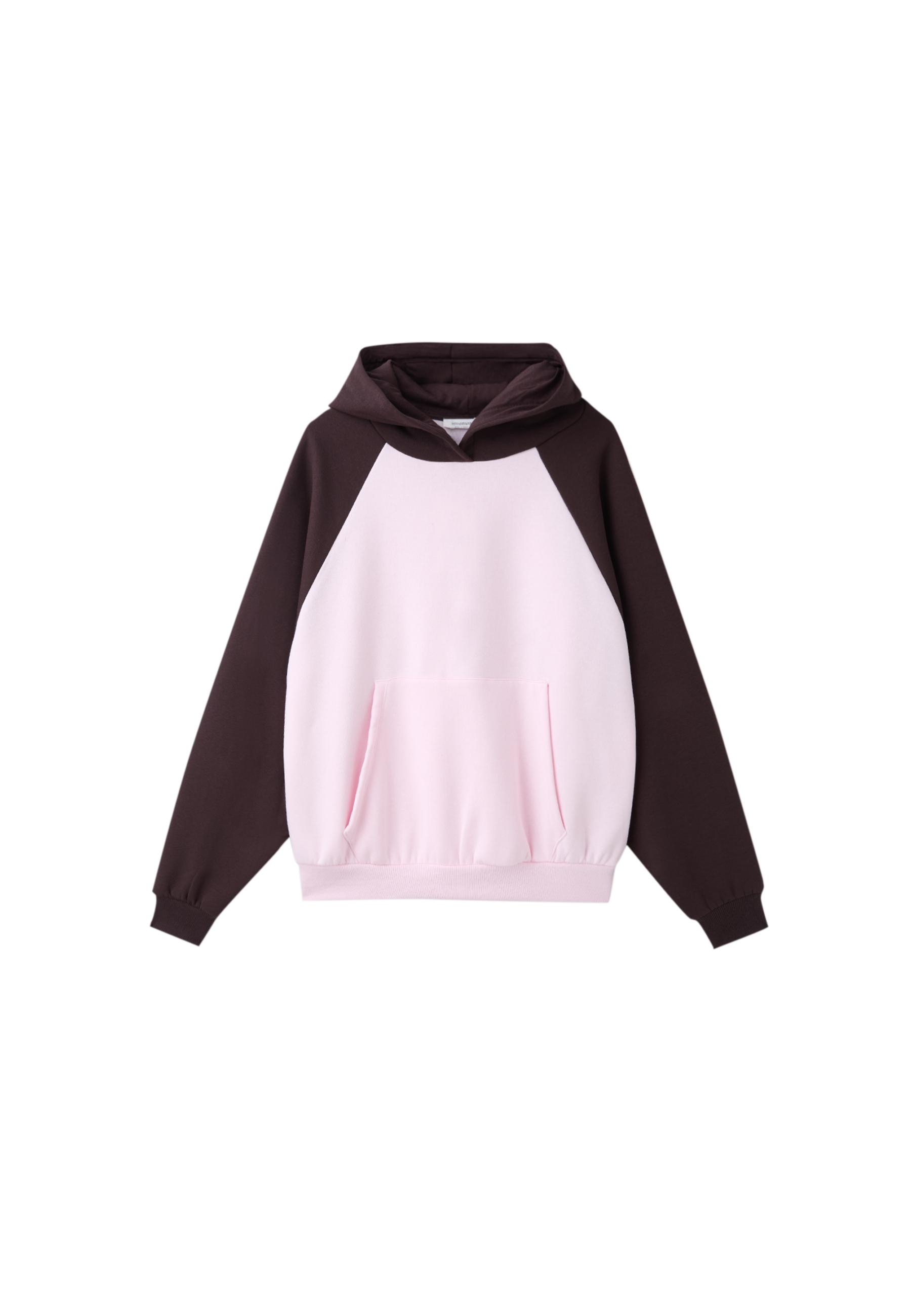 Contrast raglan sleeve hoodie — Pastel pink