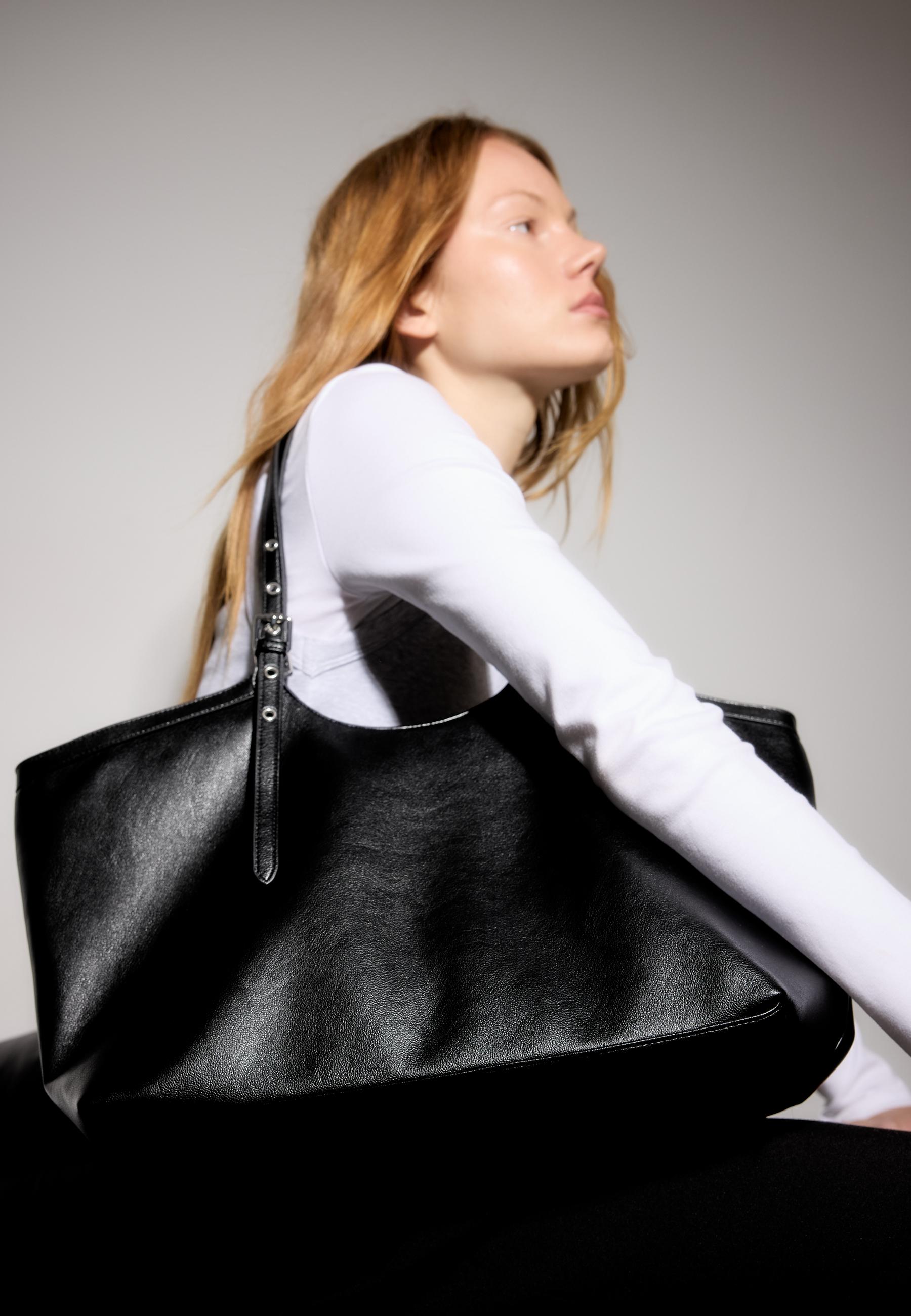 Mini tokalı tote çanta - Görsel 3