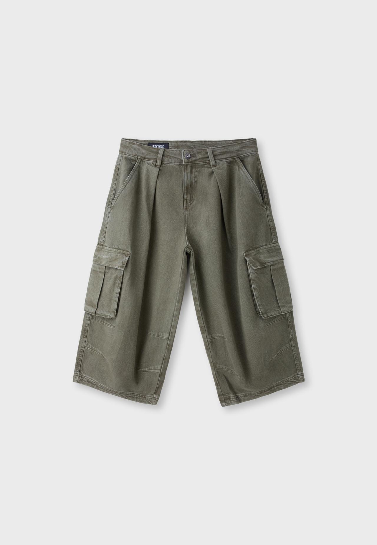 Twill cargo Bermuda shorts — Khaki