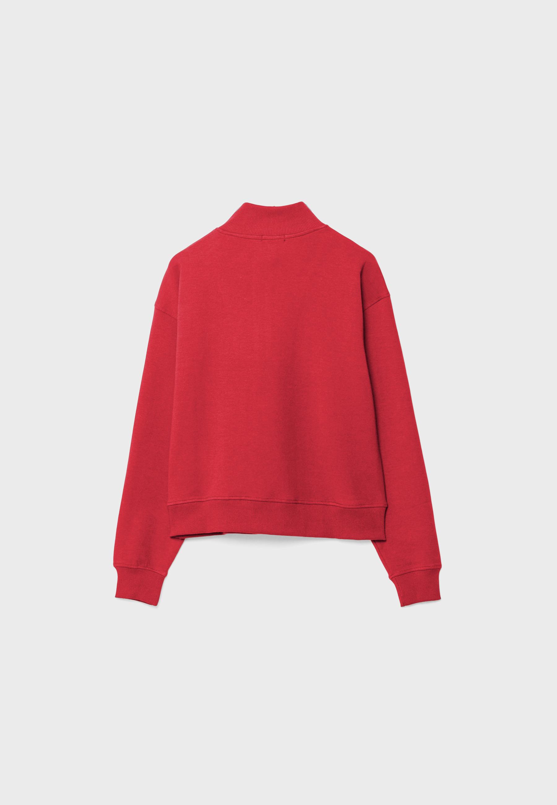 High-neck sweatshirt with zip — Red