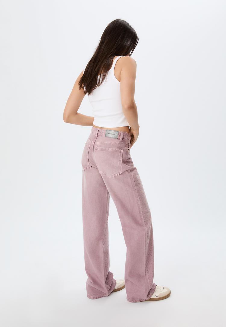 jeans straight fit brillos