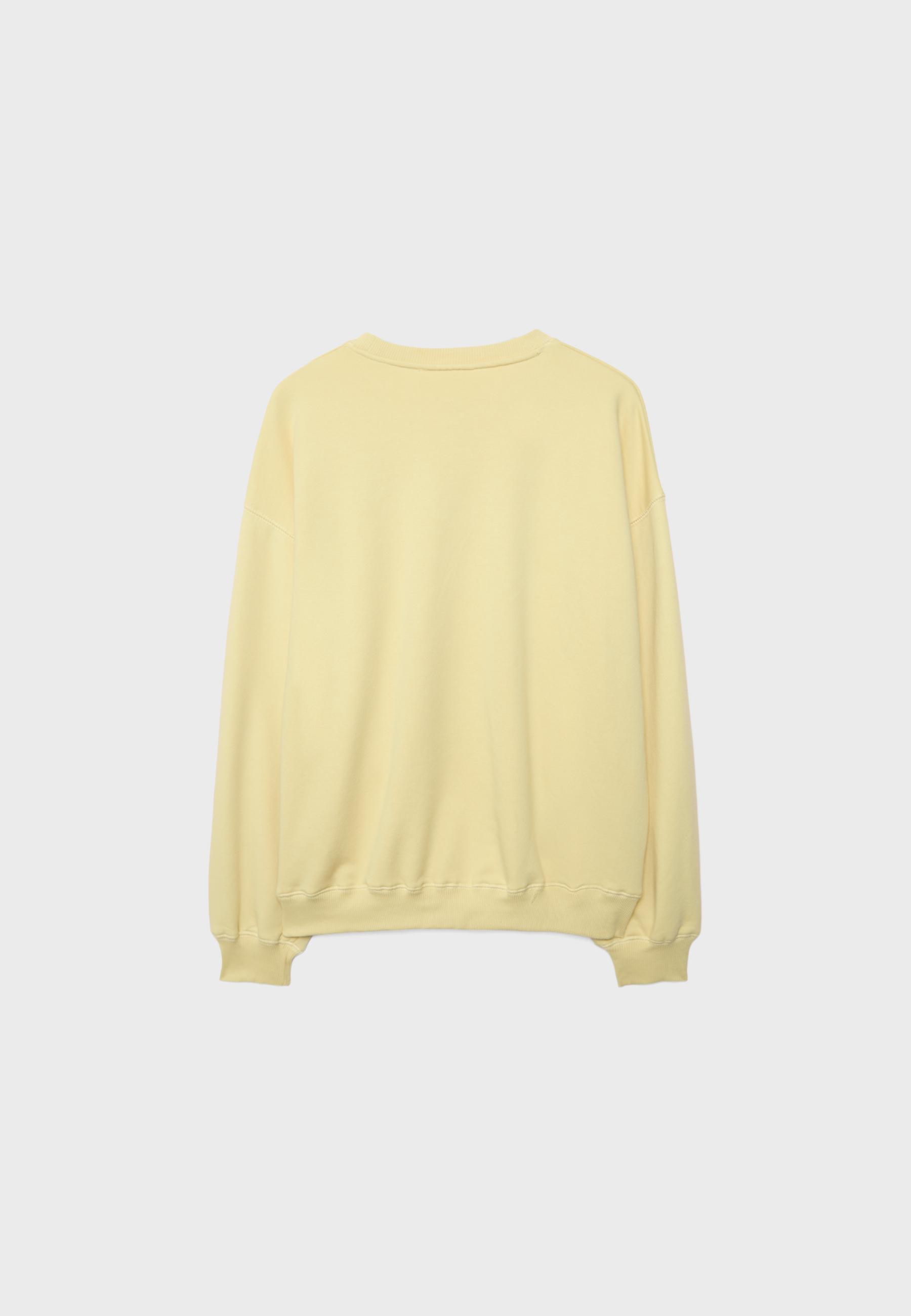 Long sleeve round neck text sweatshirt — Pastel yellow