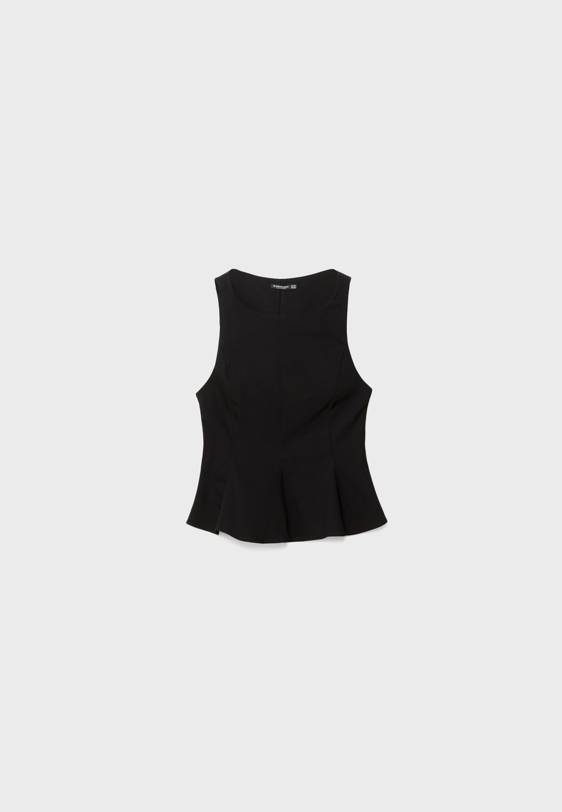 Sleeveless peplum top — Black