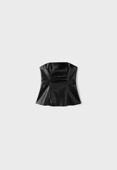 Leather effect bandeau top — Black 7