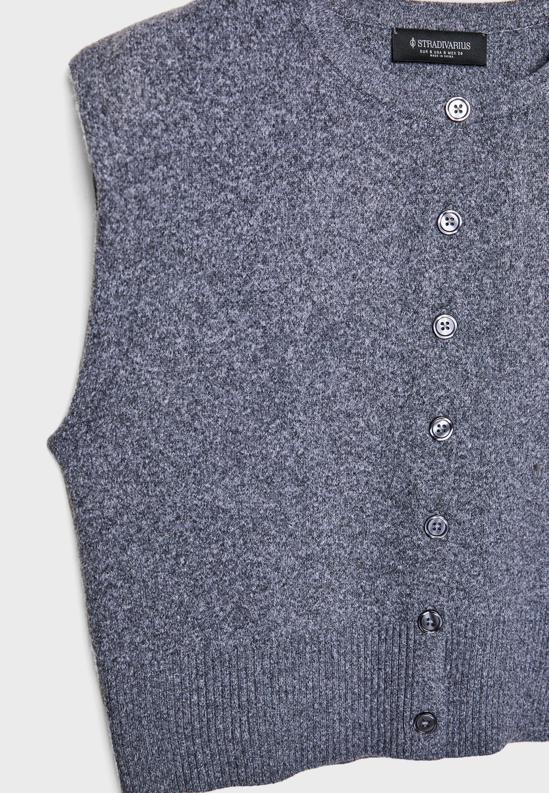 Knit vest with padded shoulders — Dark grey