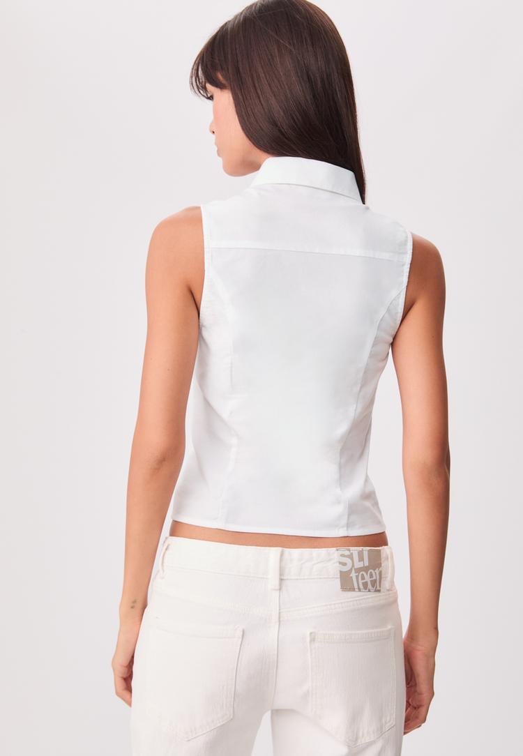 camisa fitted sin mangas cremallera