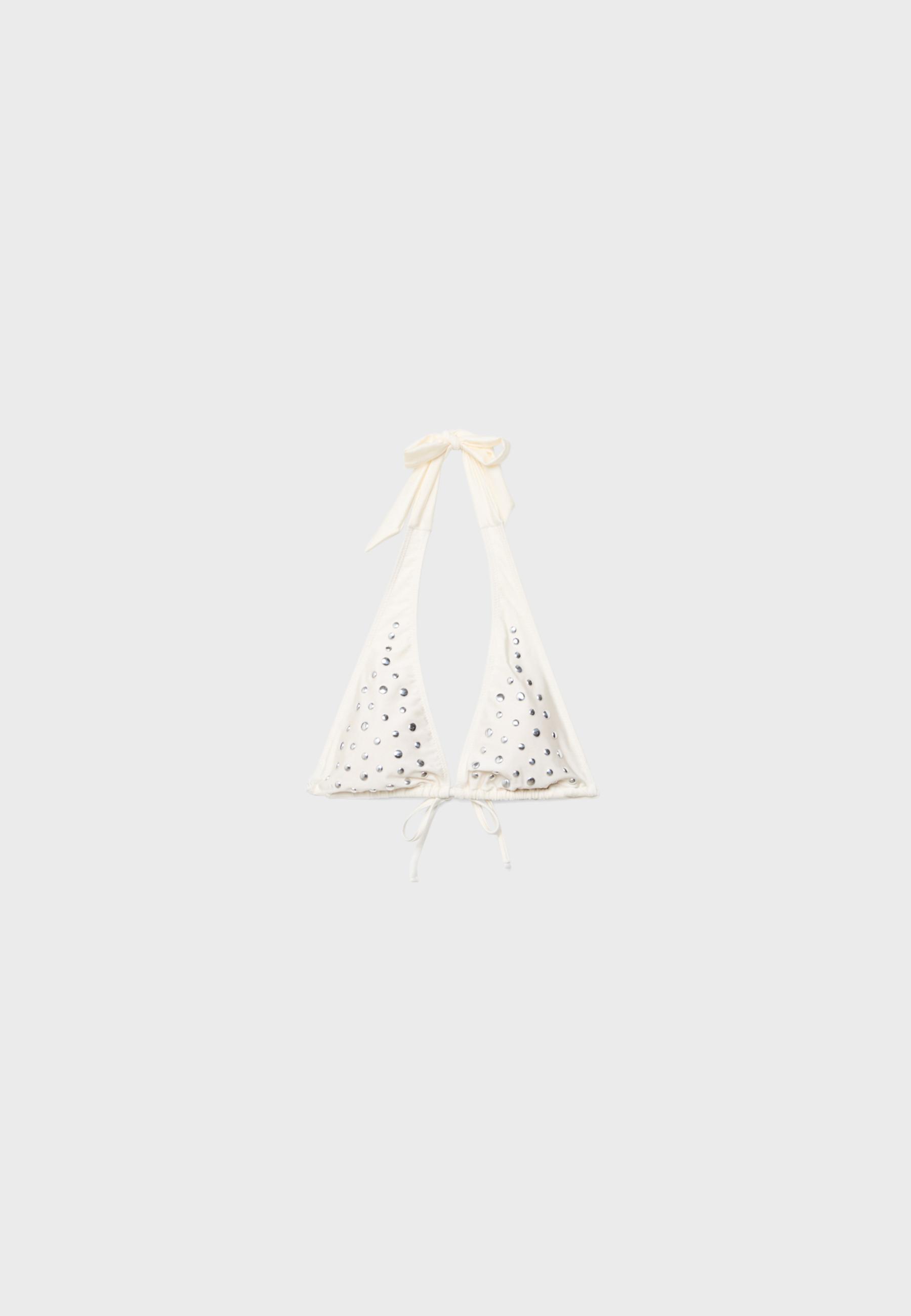 Large studded bikini top — Ecru