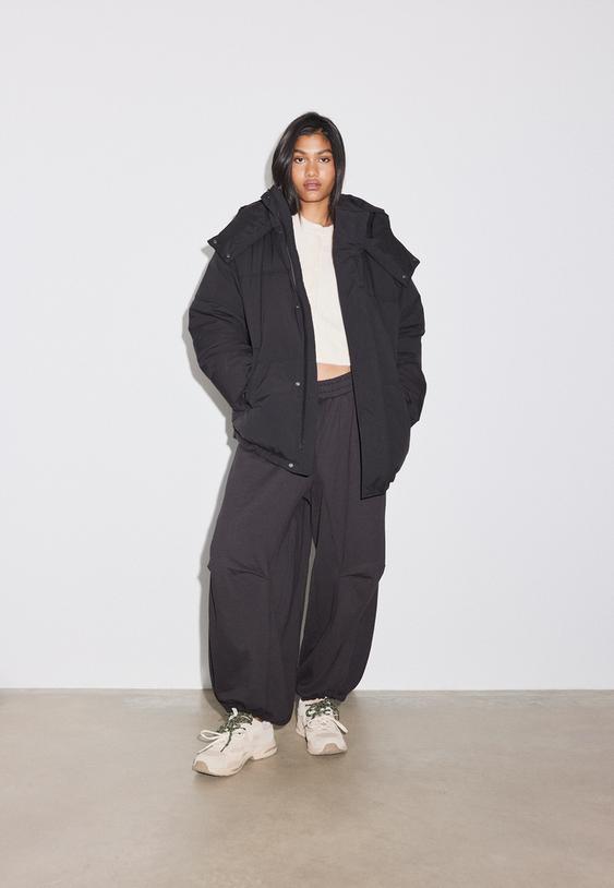 oversize kapusonlu dolgulu ceket