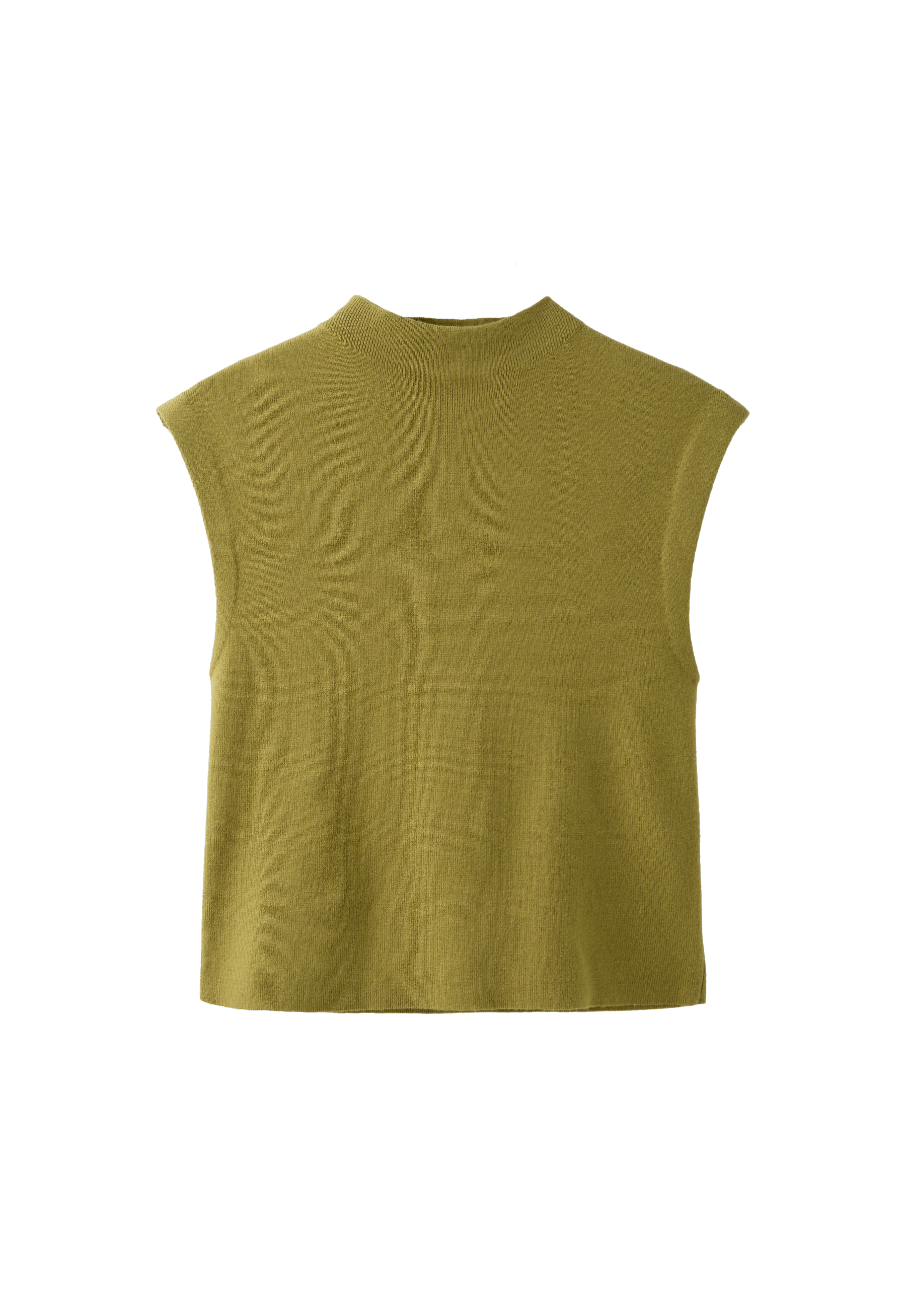 Stand collar knit top — Olive green