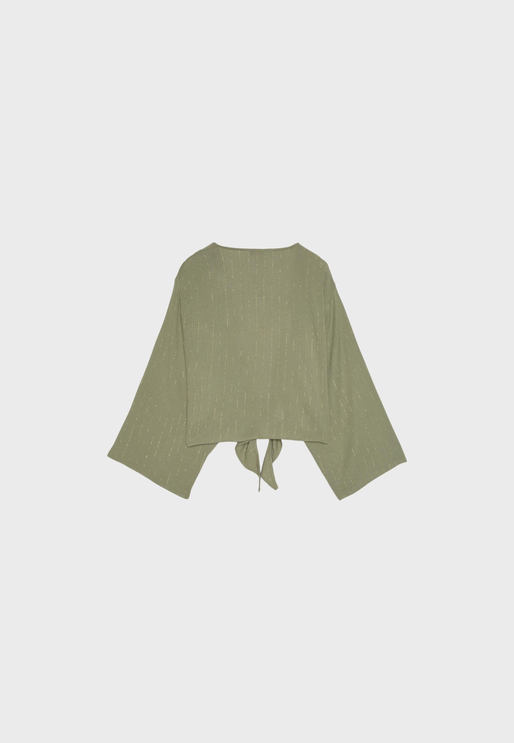 Flowing open blouse — Khaki