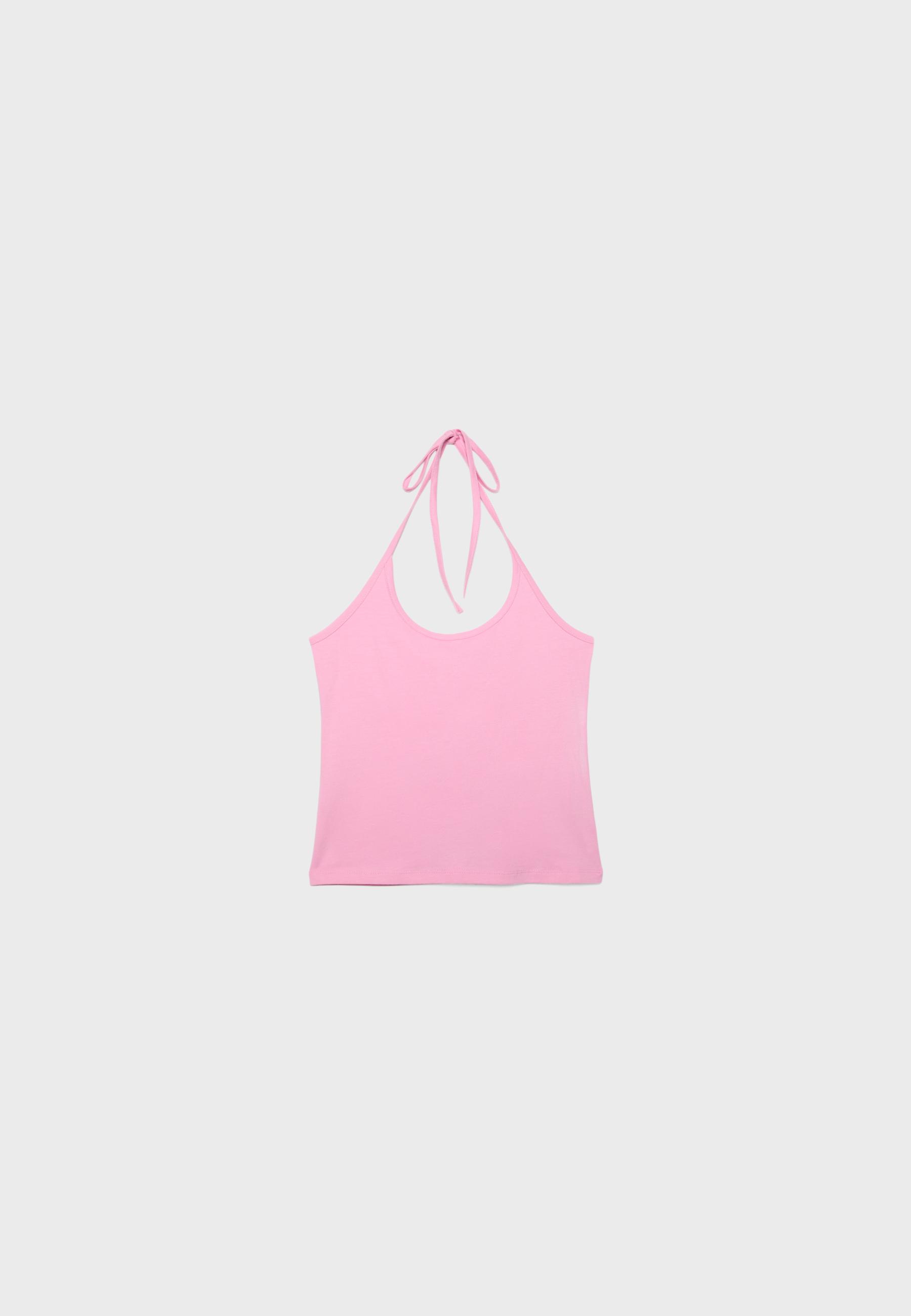 Knit halter top — Bubblegum pink