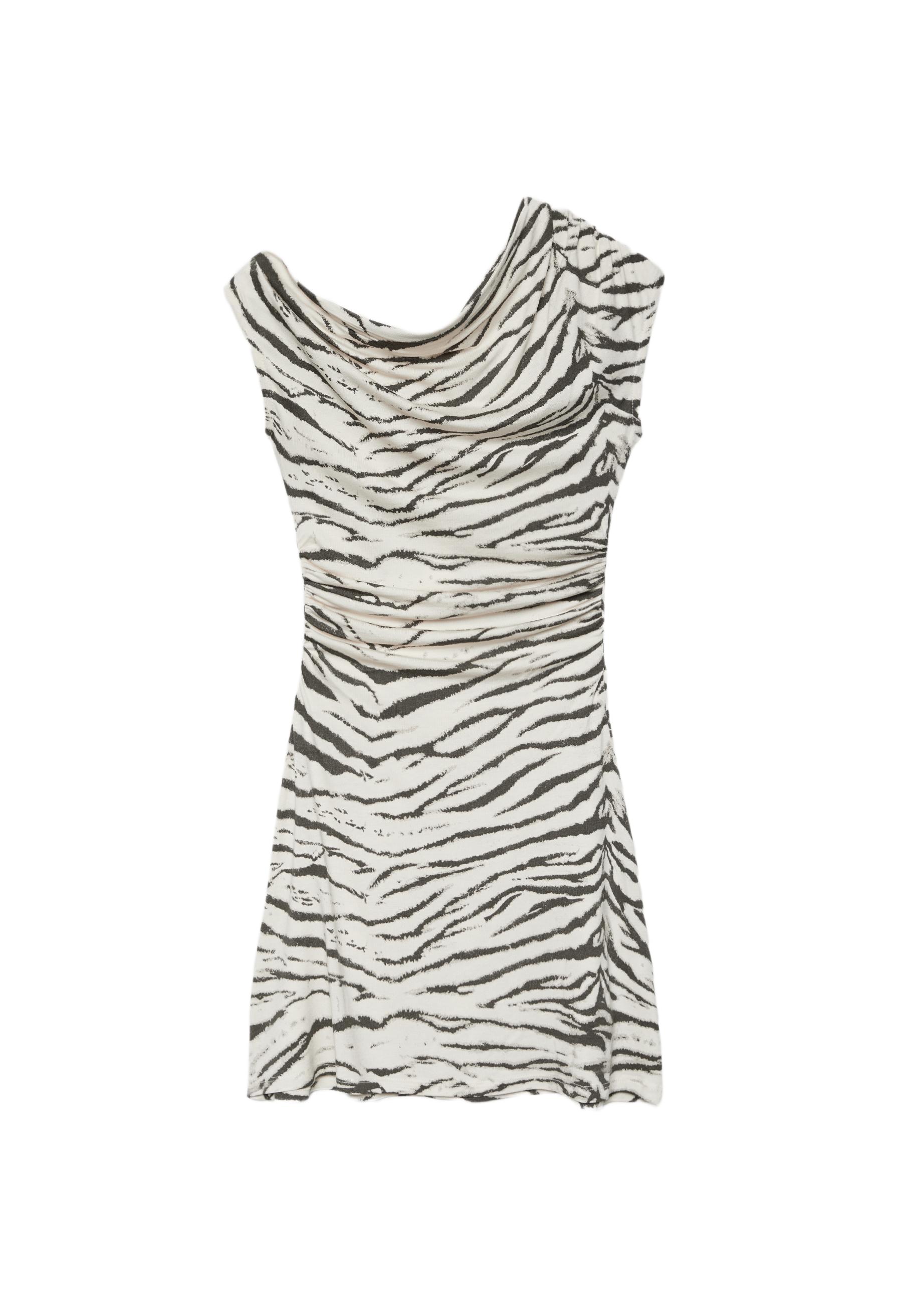 Asymmetric short dress — GREY DENIM WASH