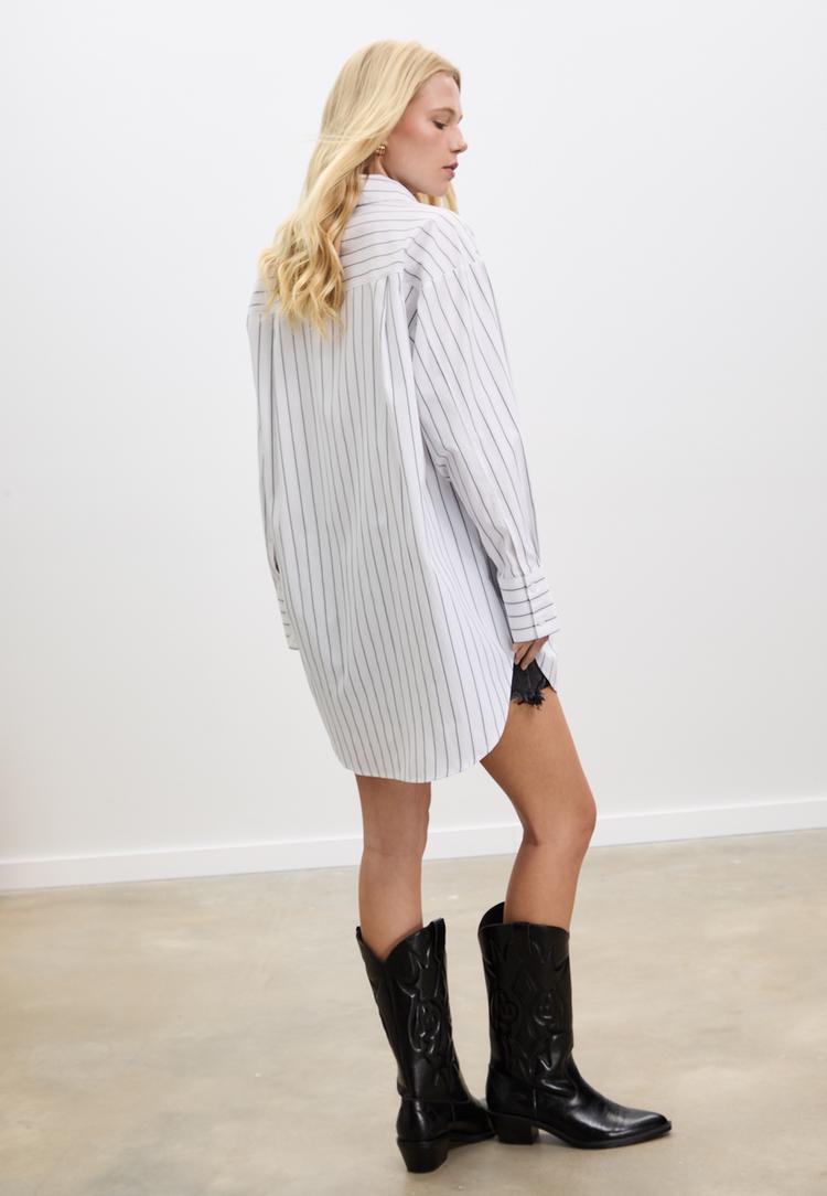 chemise longue en popeline a rayures