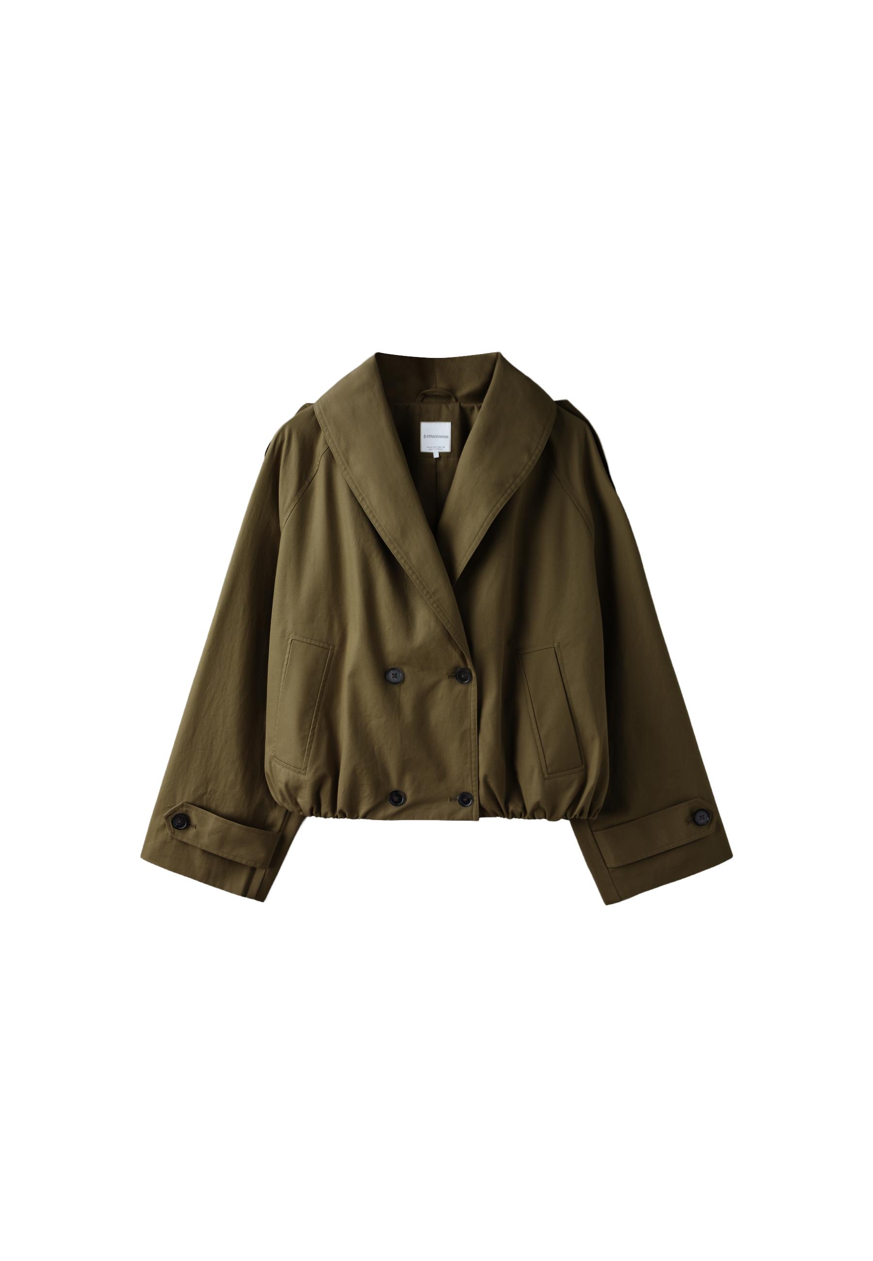 Bubble trench coat with shawl neck — Khaki