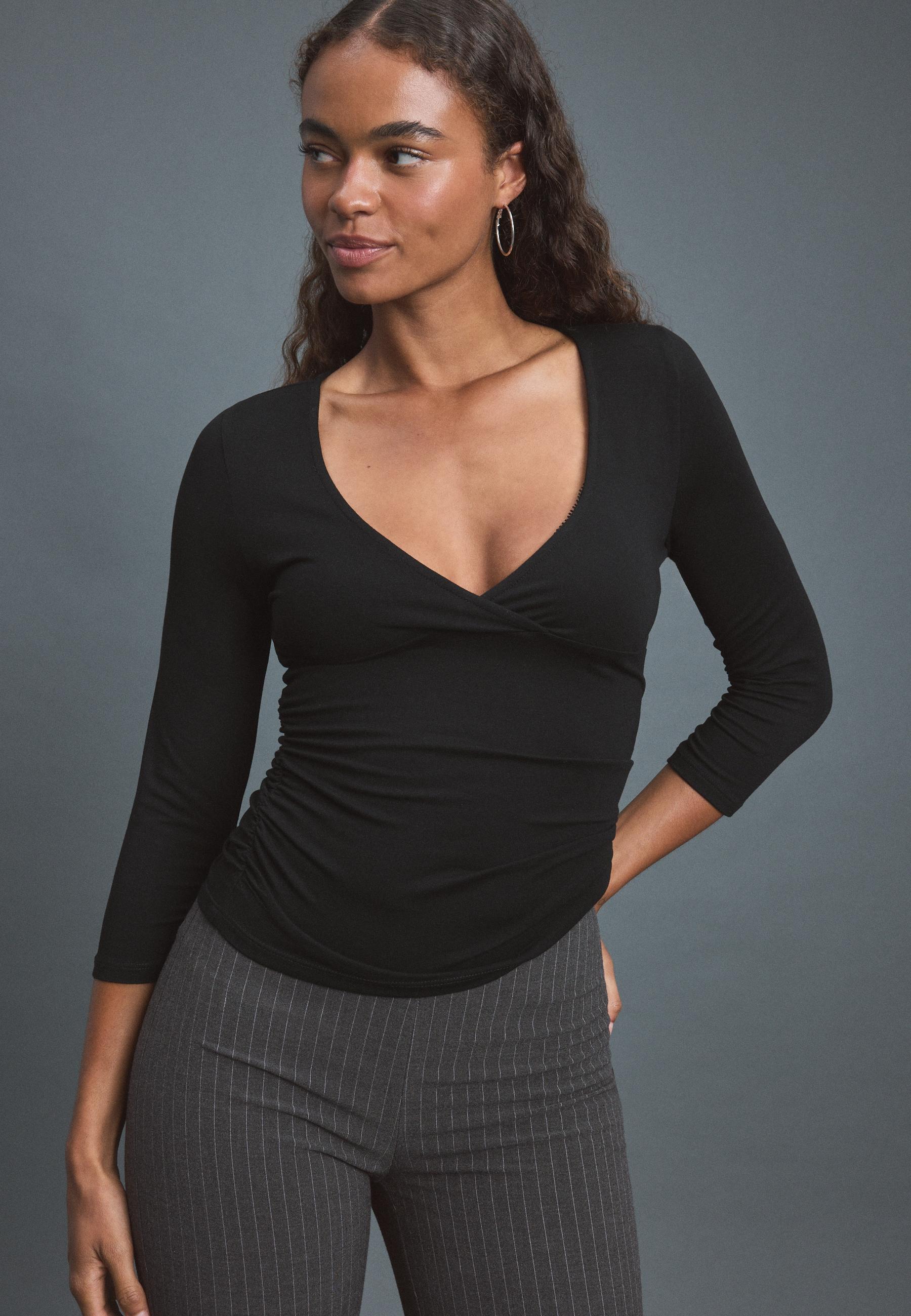 Under-bust seam T-shirt — Black