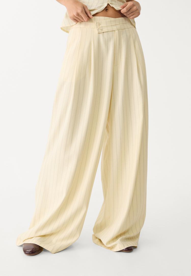 pantalon fluido pinzas con lino