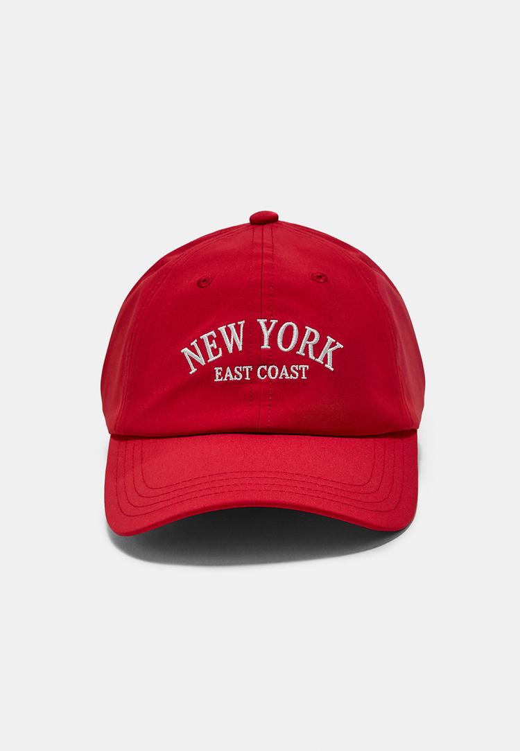 Stradivarius Geborduurde pet New York  Rood OS