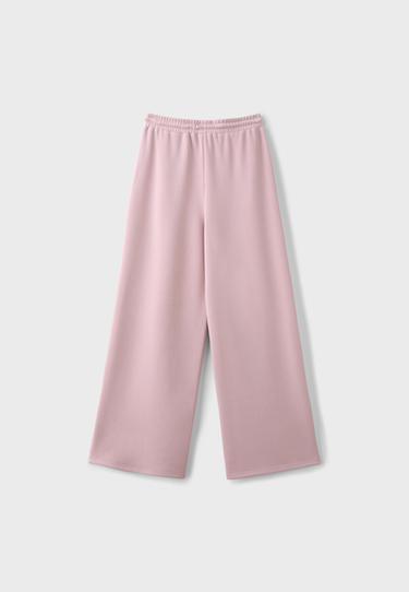 Soft-touch palazzo jogger trousers — Pastel pink 8