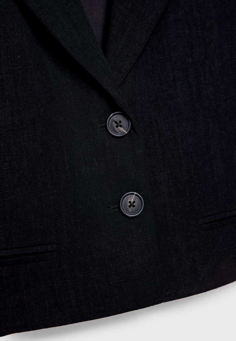 Ketenli kısa kollu crop ceket_3