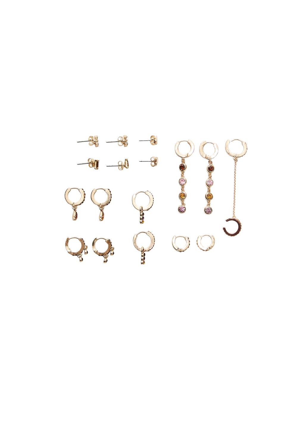 Set 9 pendientes multi brillos