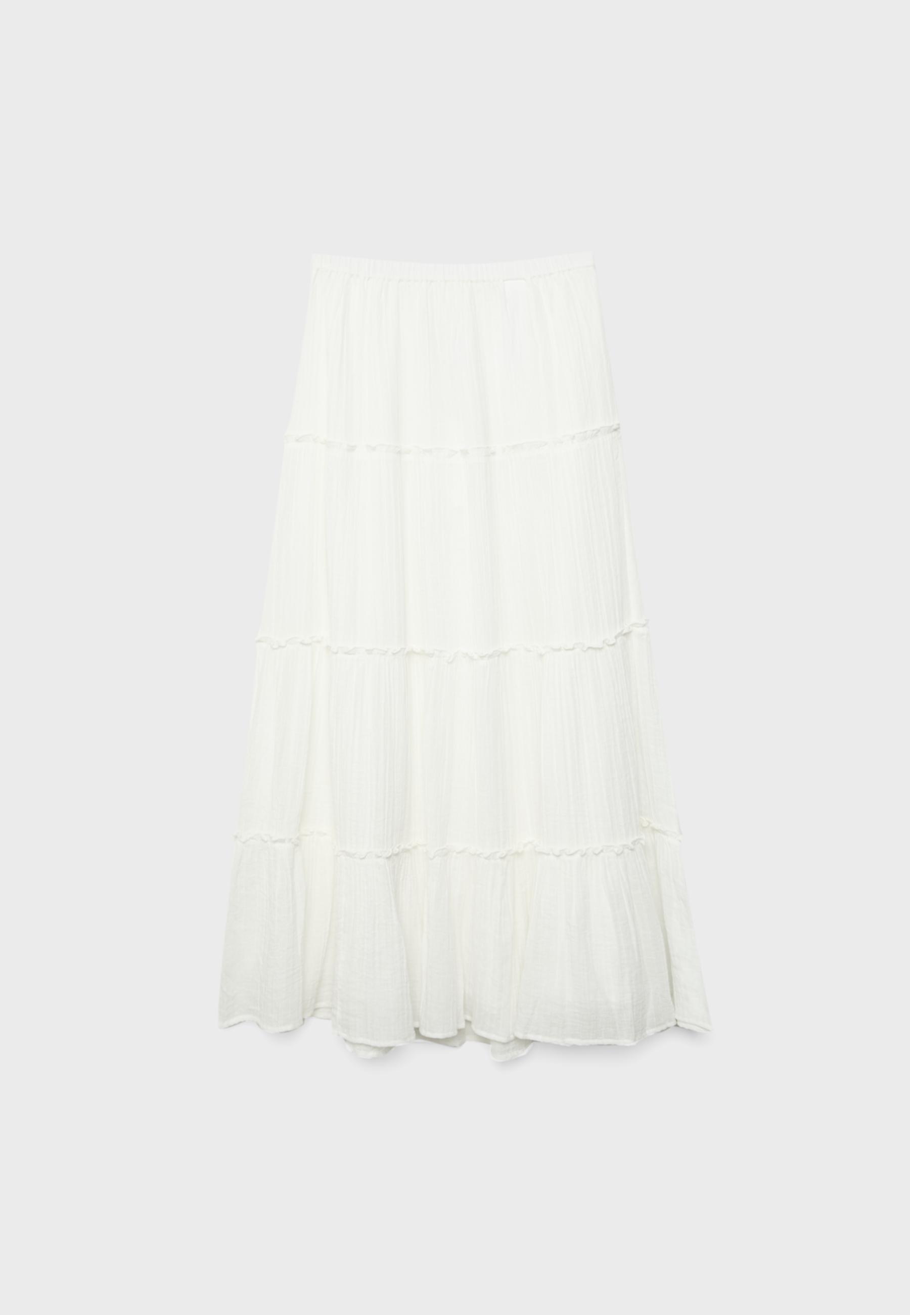 Long panelled skirt — White