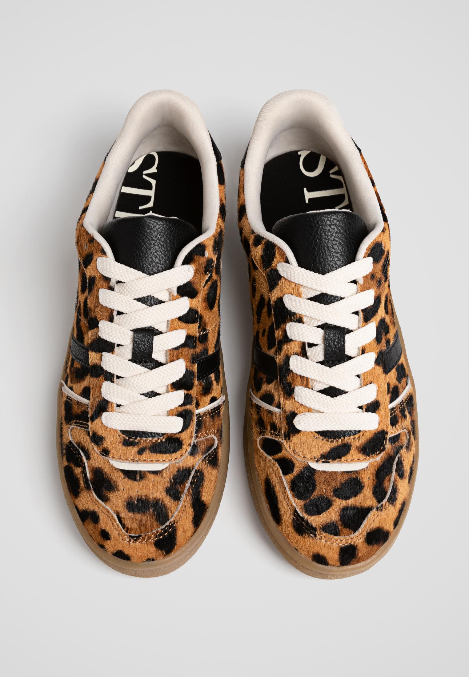 Leren sneakers met panterprint