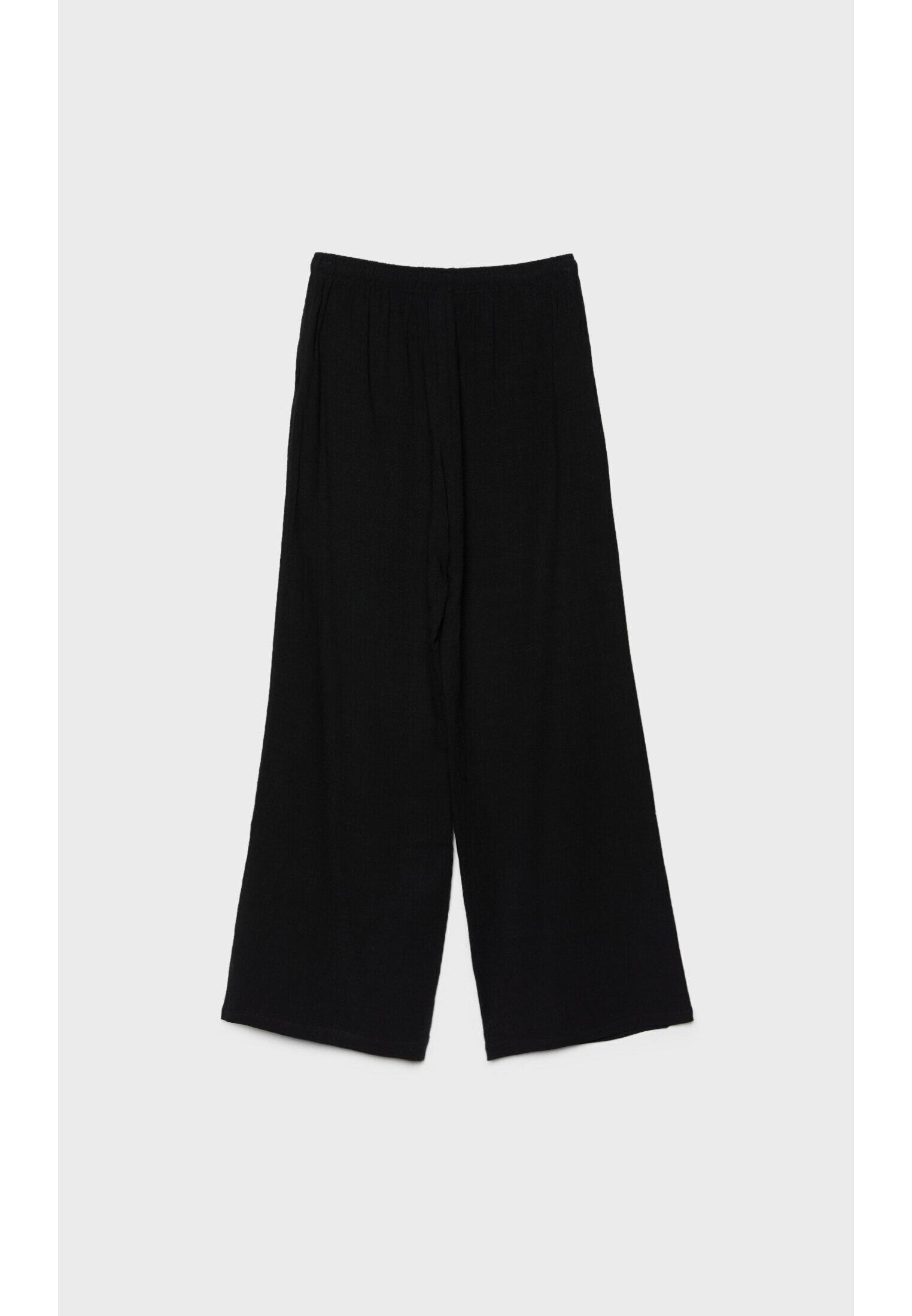 Straight-leg linen-look trousers — Black