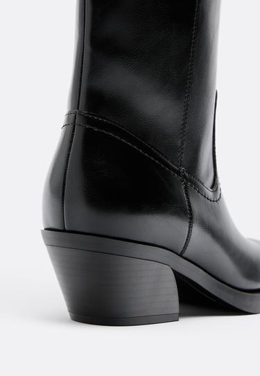 Plain cowboy heeled boots — BLACK  3